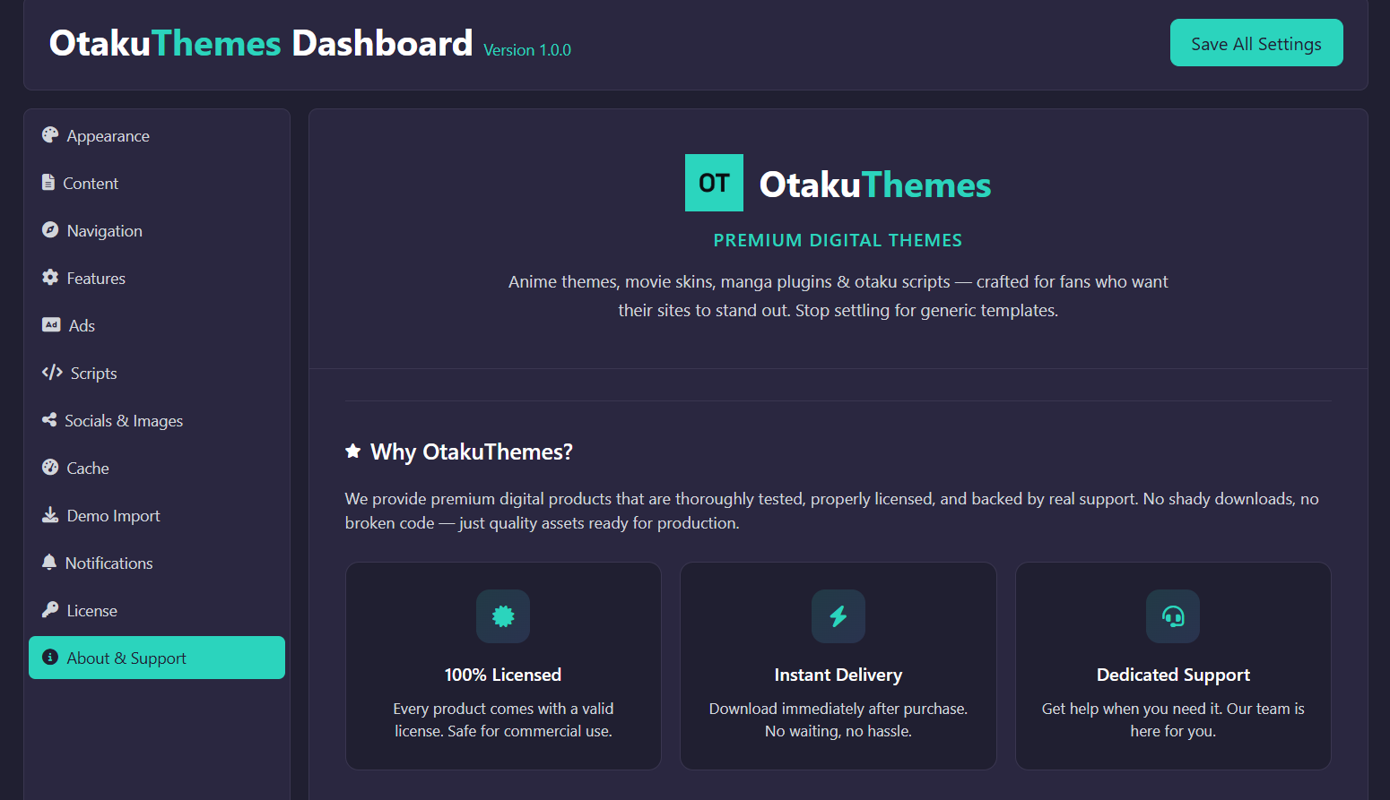 About & Support — Page 1